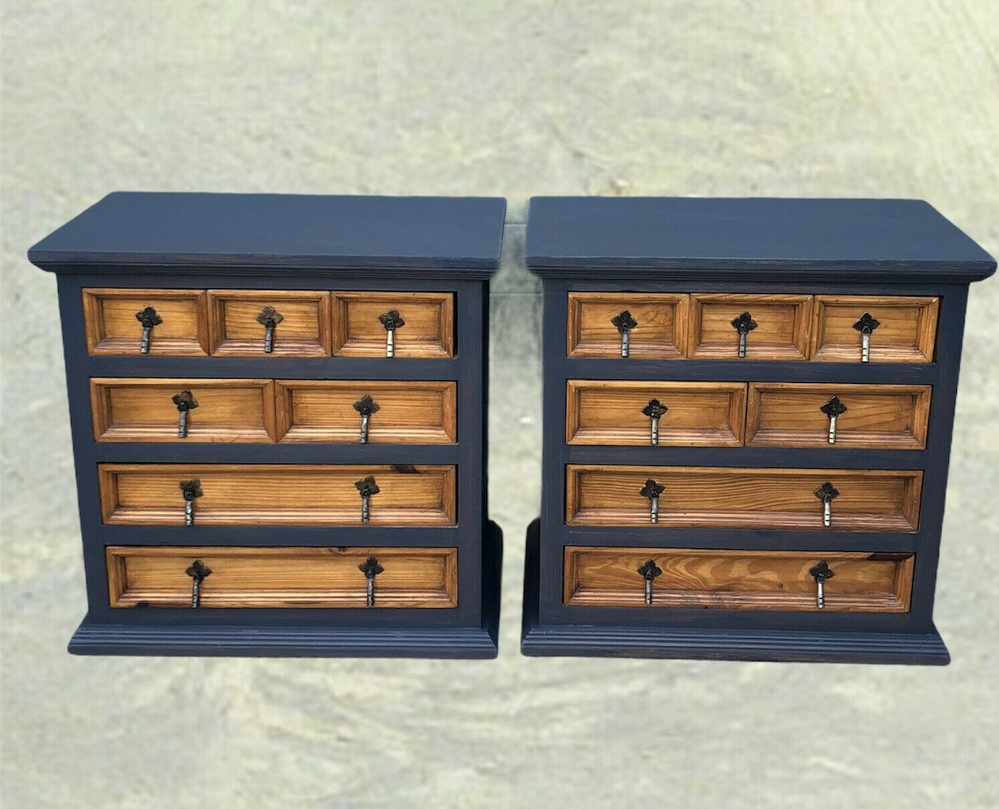 Handsome Pair Of Pine Bedside Chests / Rustic Small Chests ( SOLD )