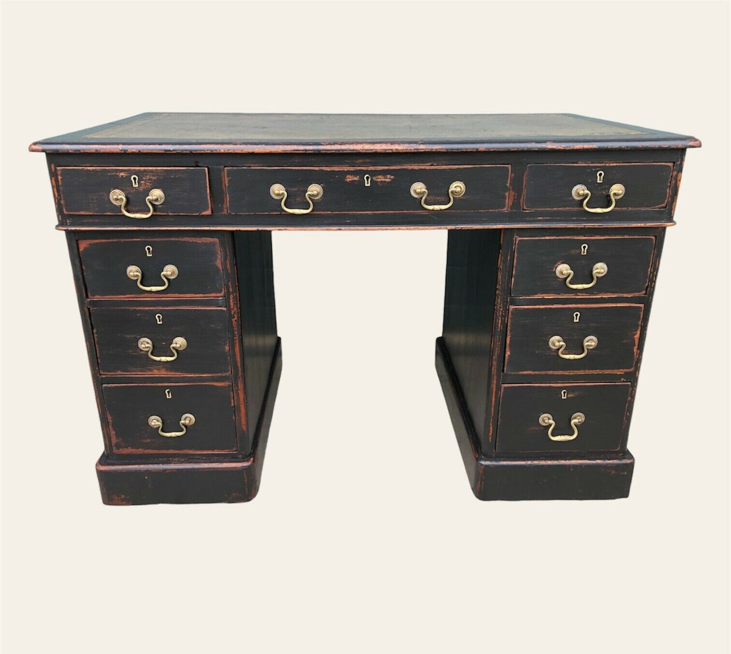 000957....Handsome Antique Pedestal Desk ( sold )