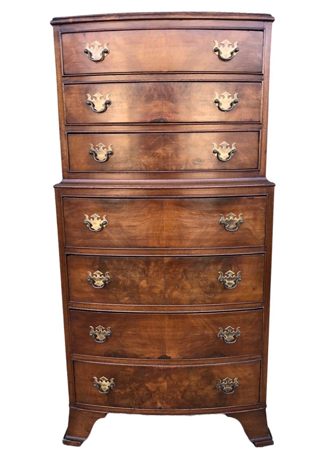 000917....Handsome Vintage Small Walnut Tallboy Chest Of Drawers ( sold )