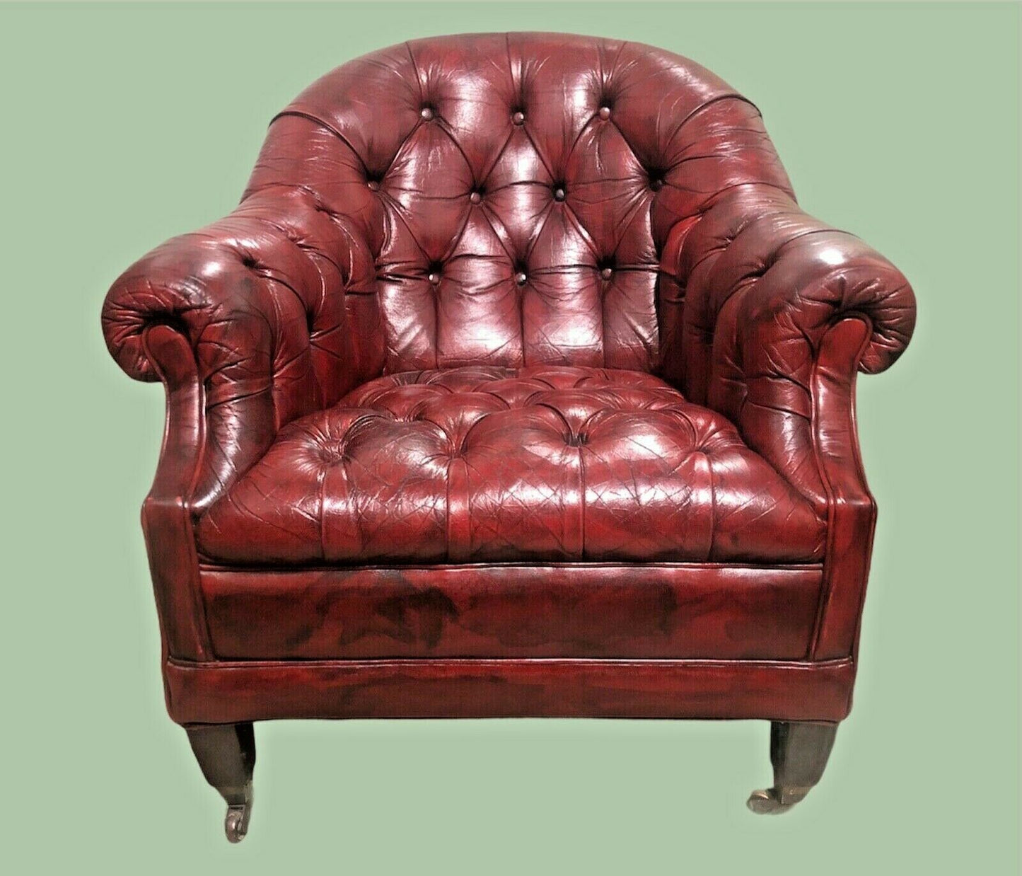 Stunning Vintage Chesterfield Style Red Leather Armchair ( SOLD )