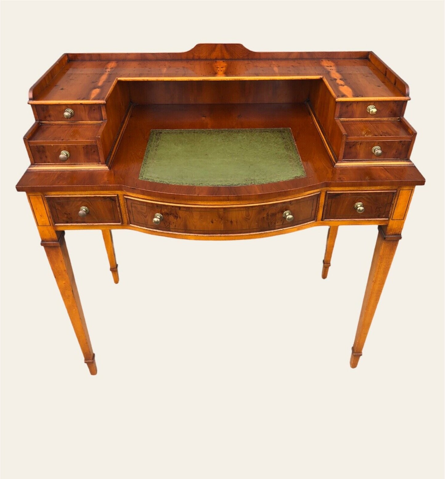 000954....Handsome Vintage Yew Wood Writing Desk ( sold )
