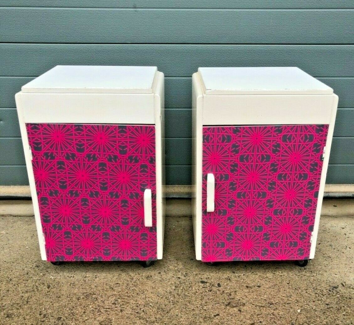 000996.....Unique Funky Pair Of Upcycled Bedside Cabinets / Bedside Lamp Tables
