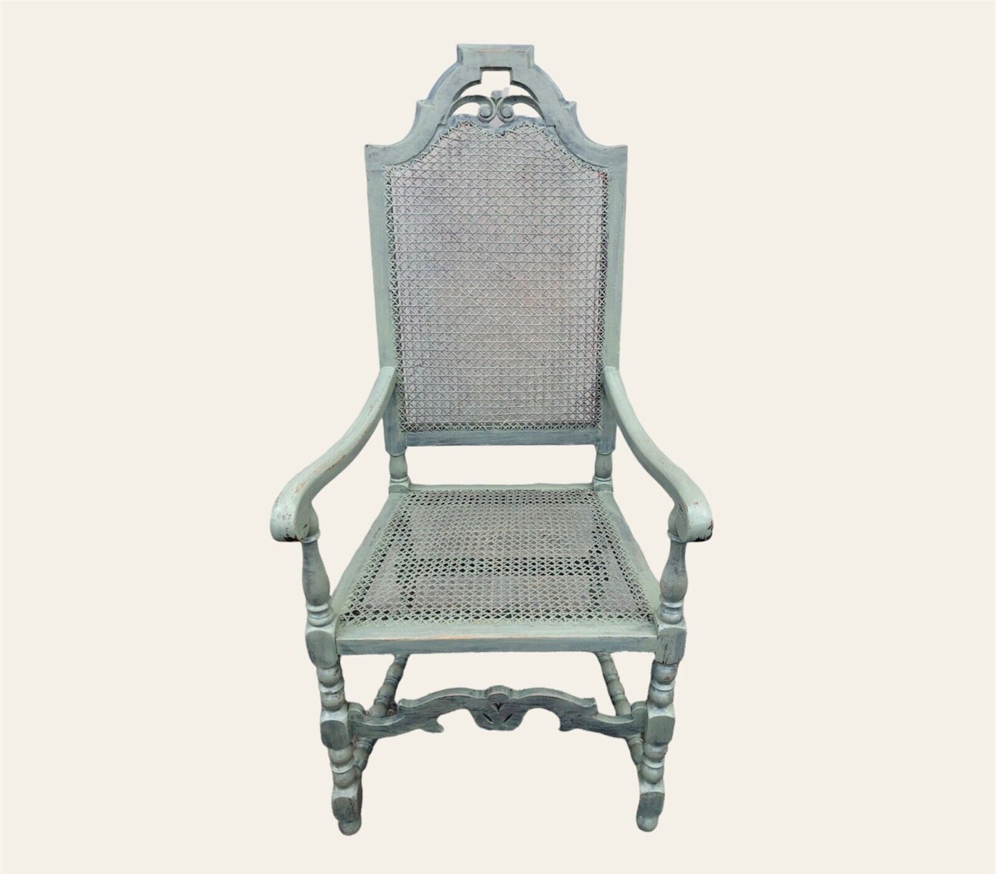 000937.....Handsome Vintage Caned Hall Chair