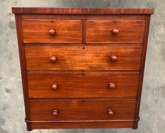 Handsome Antique Mahogany Chest Of Drawers / Large Chest Of Drawers ( SOLD )