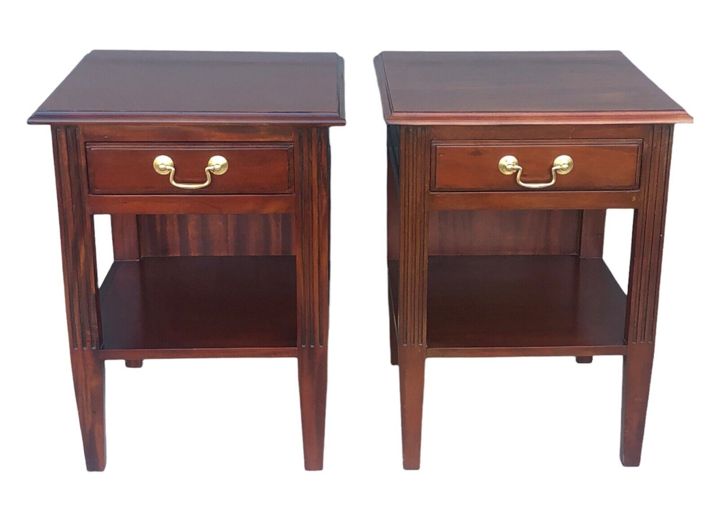 000916....Handsome Pair Of Vintage Mahogany Bedside Tables ( sold )