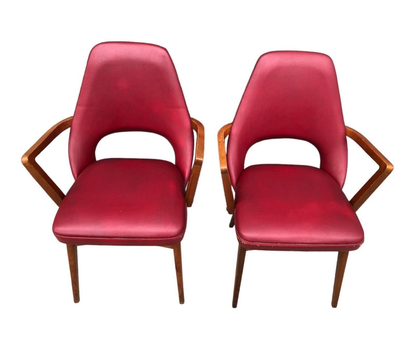 000907....Handsome Pair Of Ben Armchairs / Mid Century Modern Chairs ( sold )