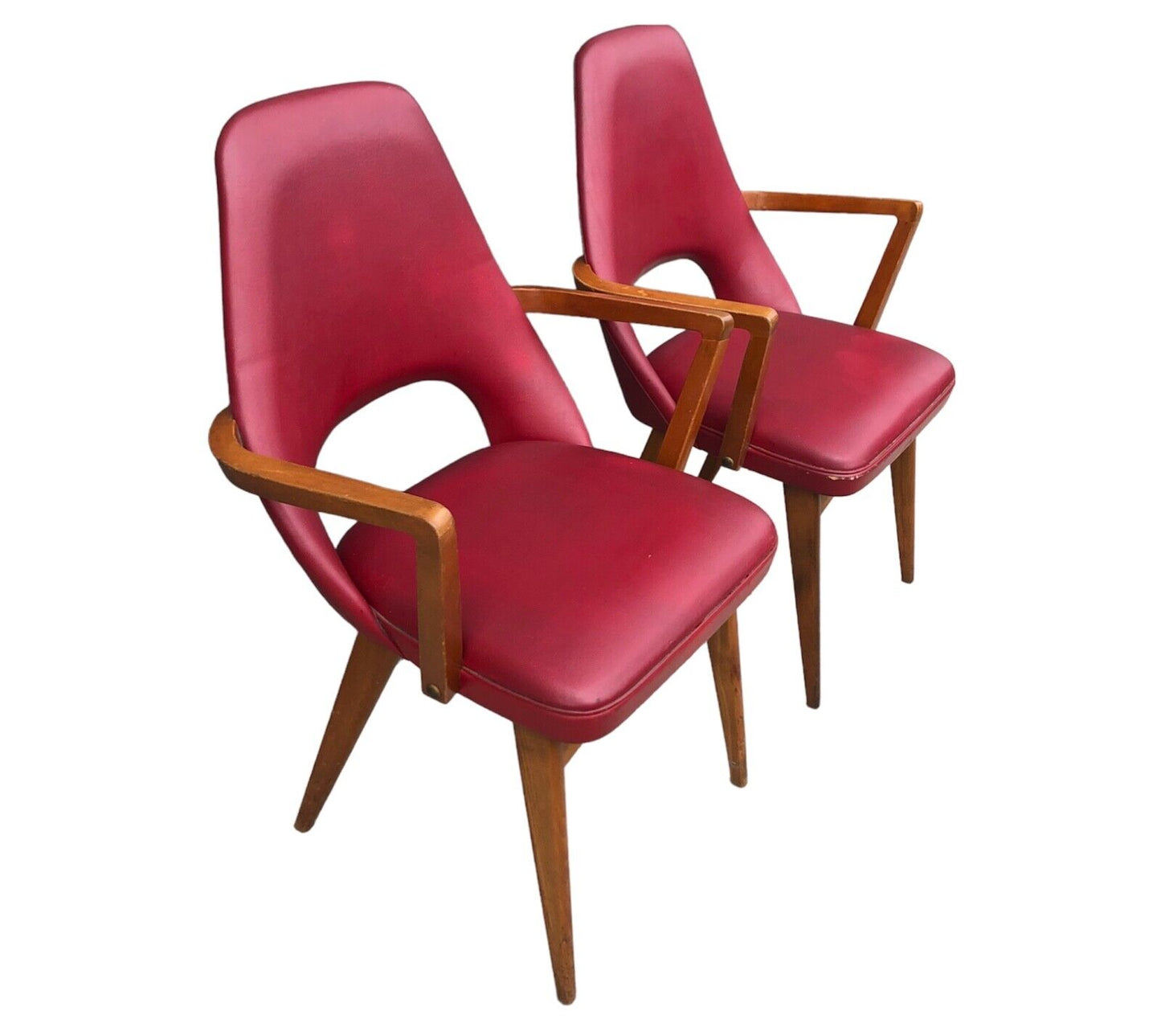 000907....Handsome Pair Of Ben Armchairs / Mid Century Modern Chairs ( sold )