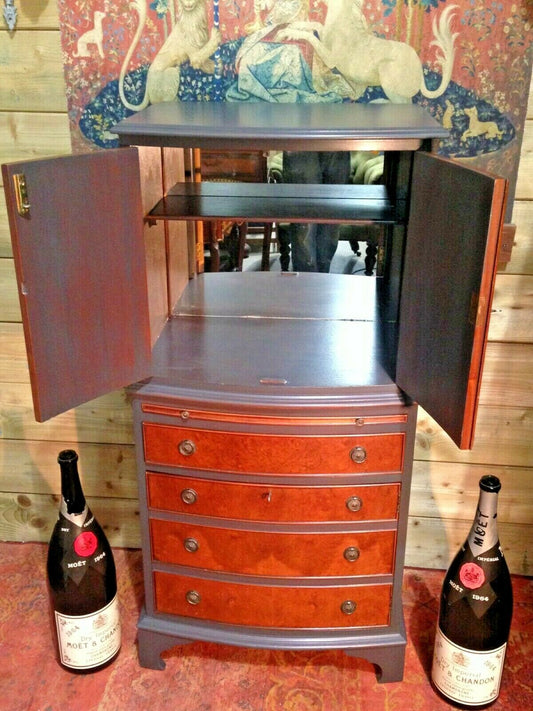 Stunning Refinished Walnut Drinks Cabinet / Vintage Cocktail Cabinet ( SOLD )