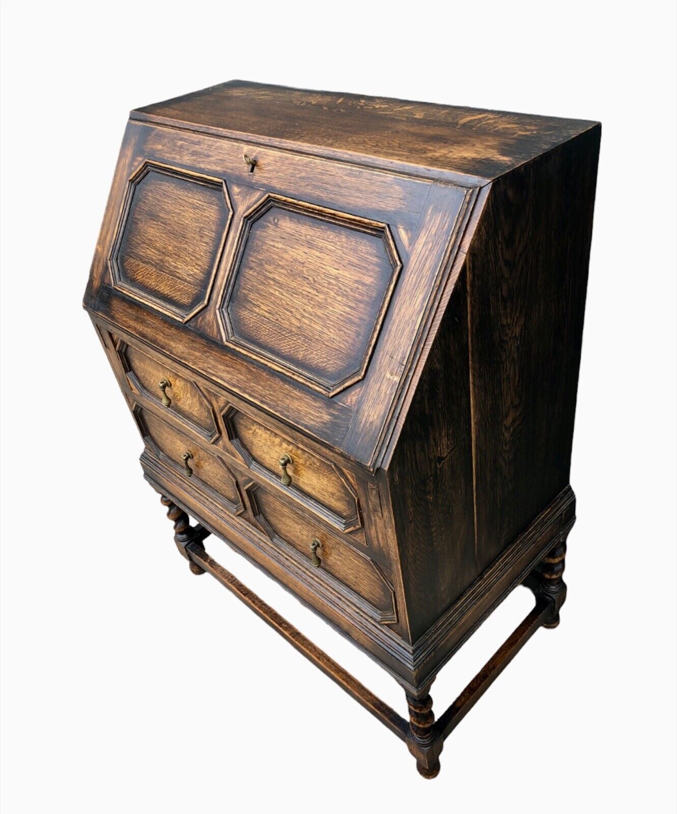 000935....Handsome Vintage Oak Bureau / Desk ( sold )