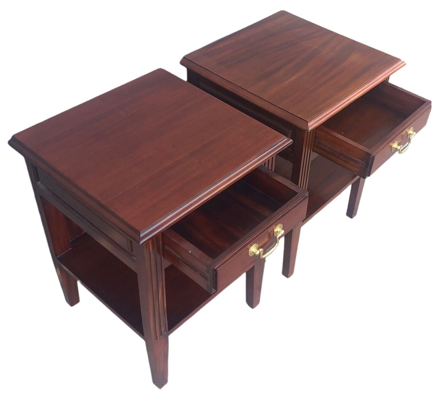 000916....Handsome Pair Of Vintage Mahogany Bedside Tables ( sold )