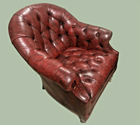 Stunning Vintage Chesterfield Style Red Leather Armchair ( SOLD )