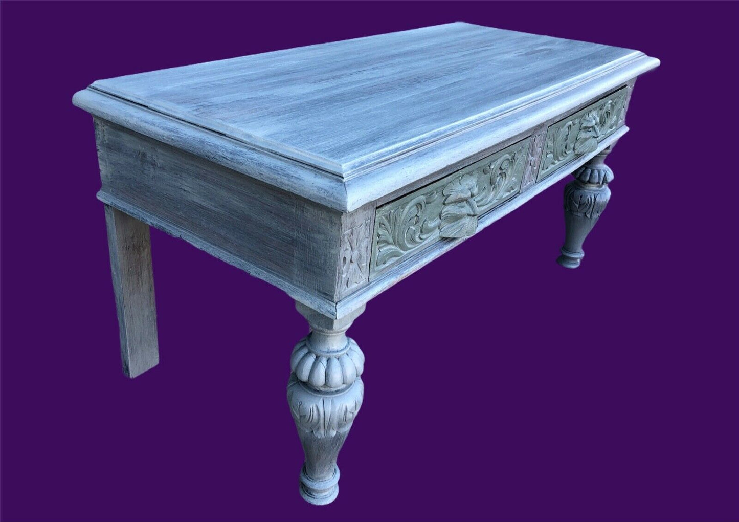 131......Handsome Antique Carved Oak Low Table / Media Stand ( sold )