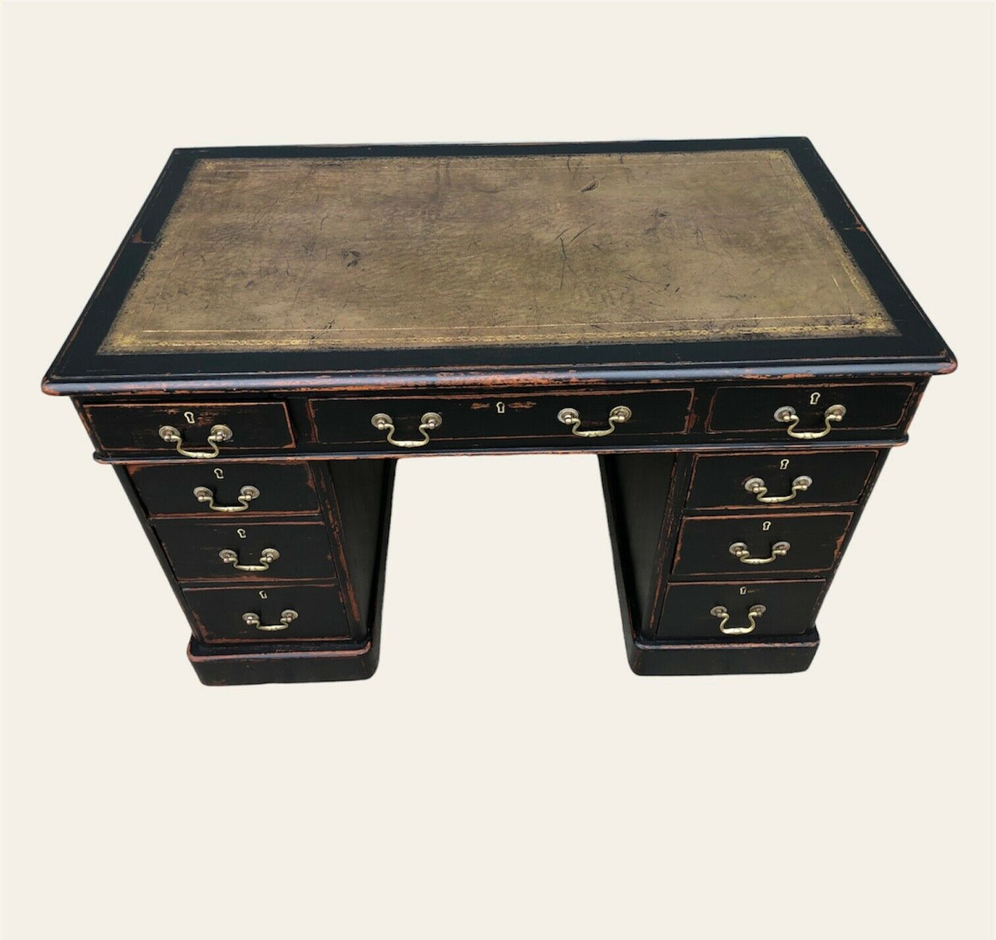 000957....Handsome Antique Pedestal Desk ( sold )