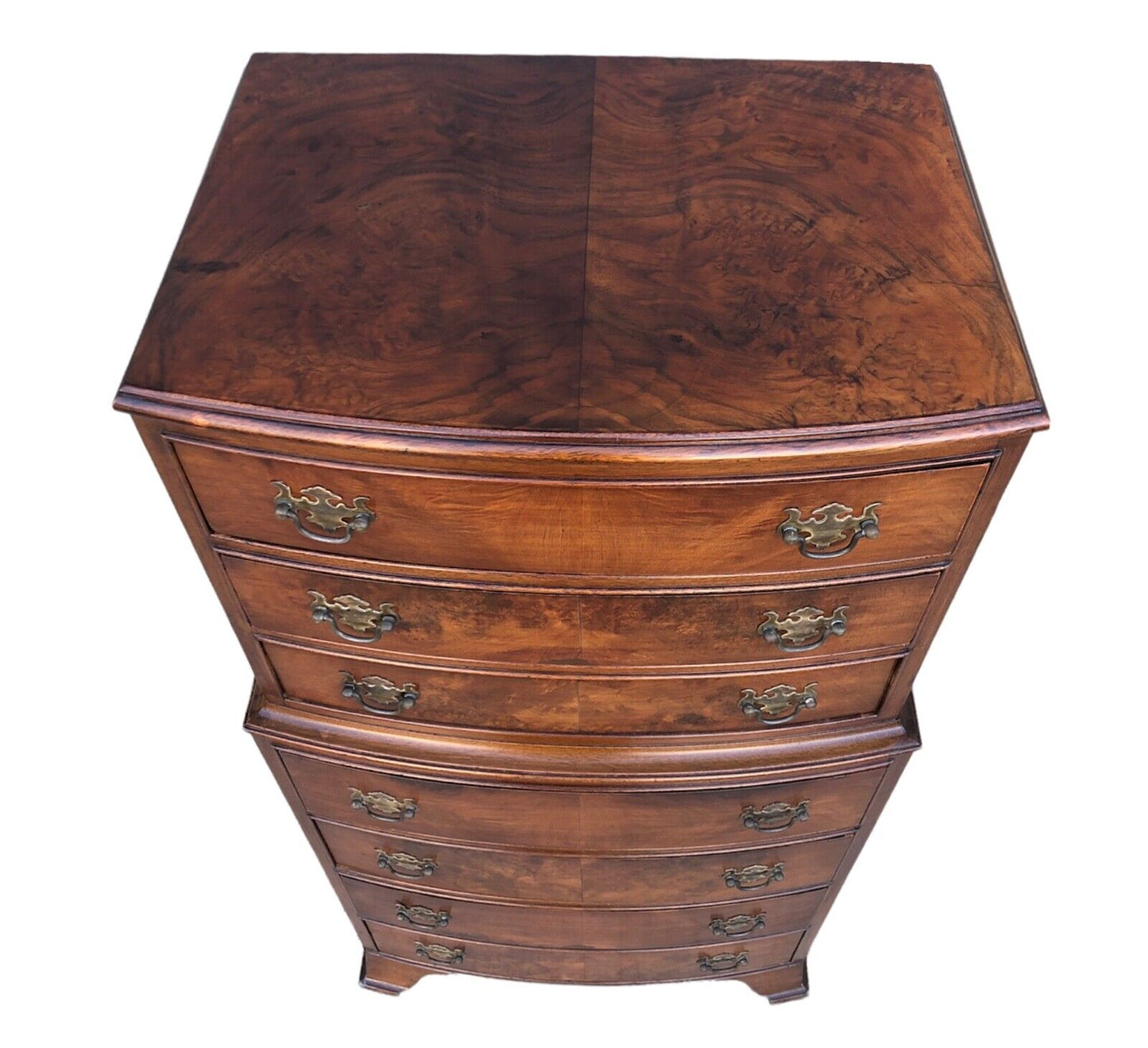 000917....Handsome Vintage Small Walnut Tallboy Chest Of Drawers ( sold )