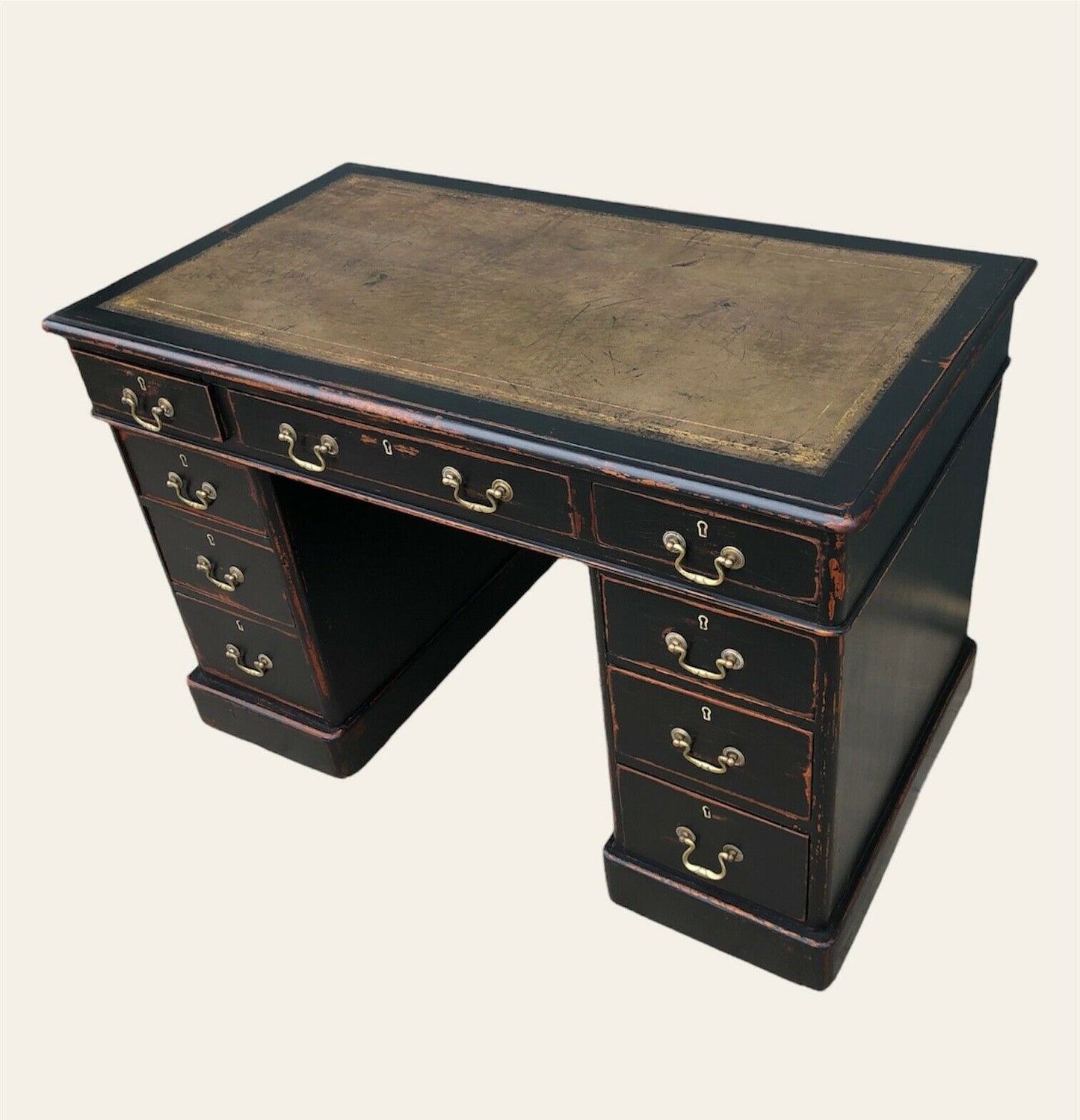 000957....Handsome Antique Pedestal Desk ( sold )