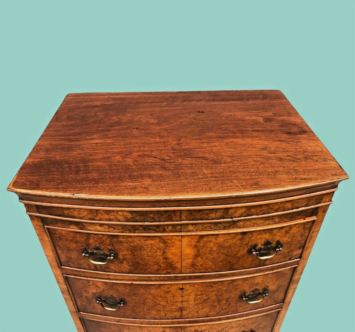 000985.....Handsome Vintage Walnut Tallboy Chest Of Six Drawers ( SOLD )