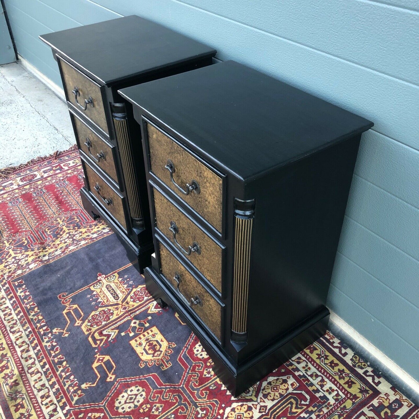 A Pair Of Vintage Empire Style Bedside Chests / Refinished Pine Bedside Tables ( SOLD )