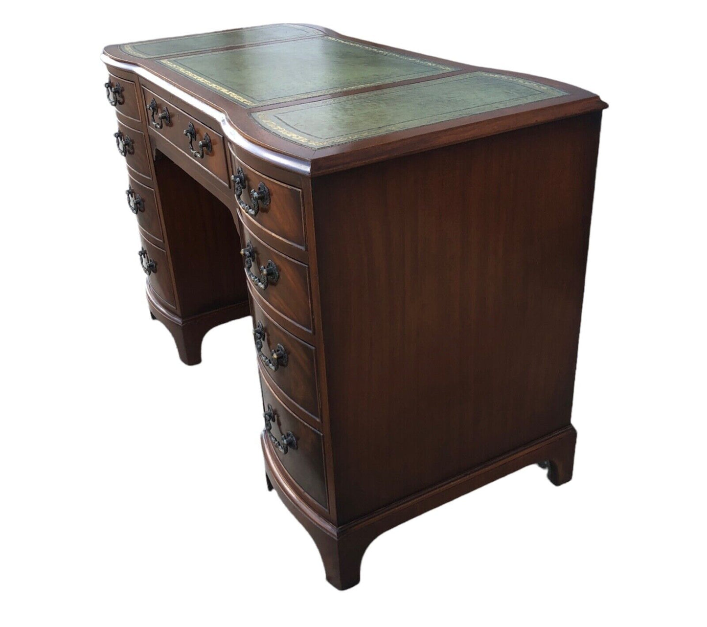 000924....Handsome Vintage Mahogany Desk With Nine Drawers ( sold )