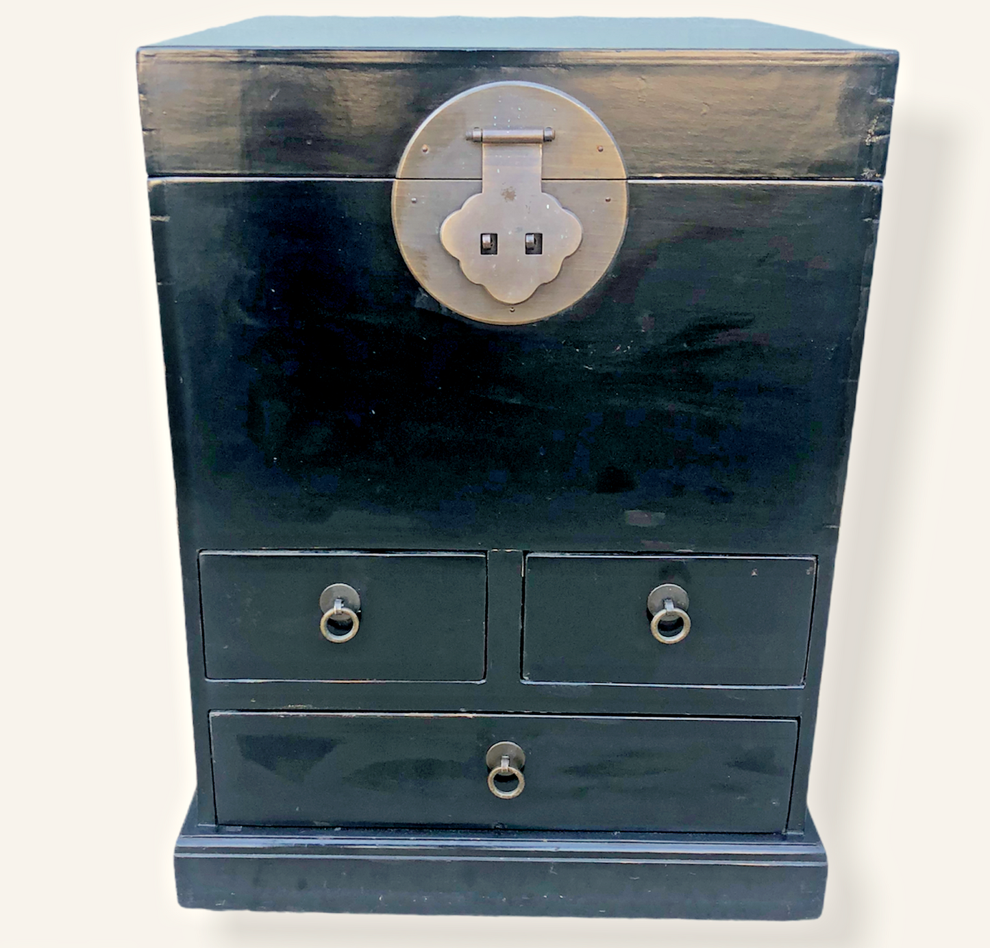 Oriental Ebonised Trunk With Drawers ( SOLD )