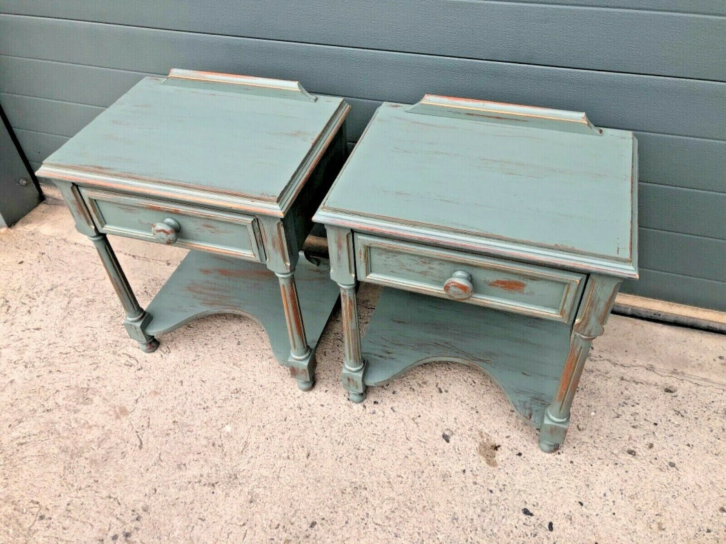 Handsome Pair Of Vintage Empire Style Bedside Tables / Lamp Tables ( SOLD )