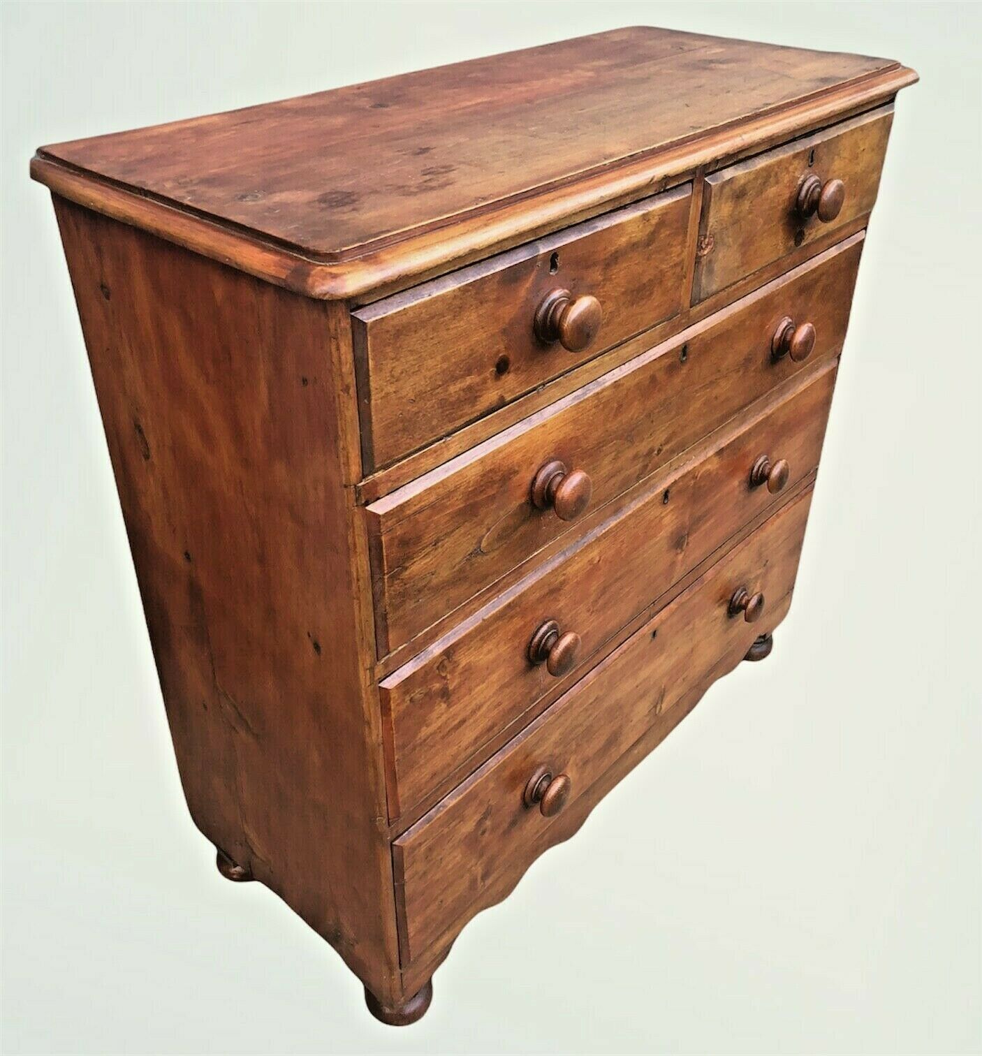 033.....Handsome Country House Stained Pine Chest Of Drawers ( sold )
