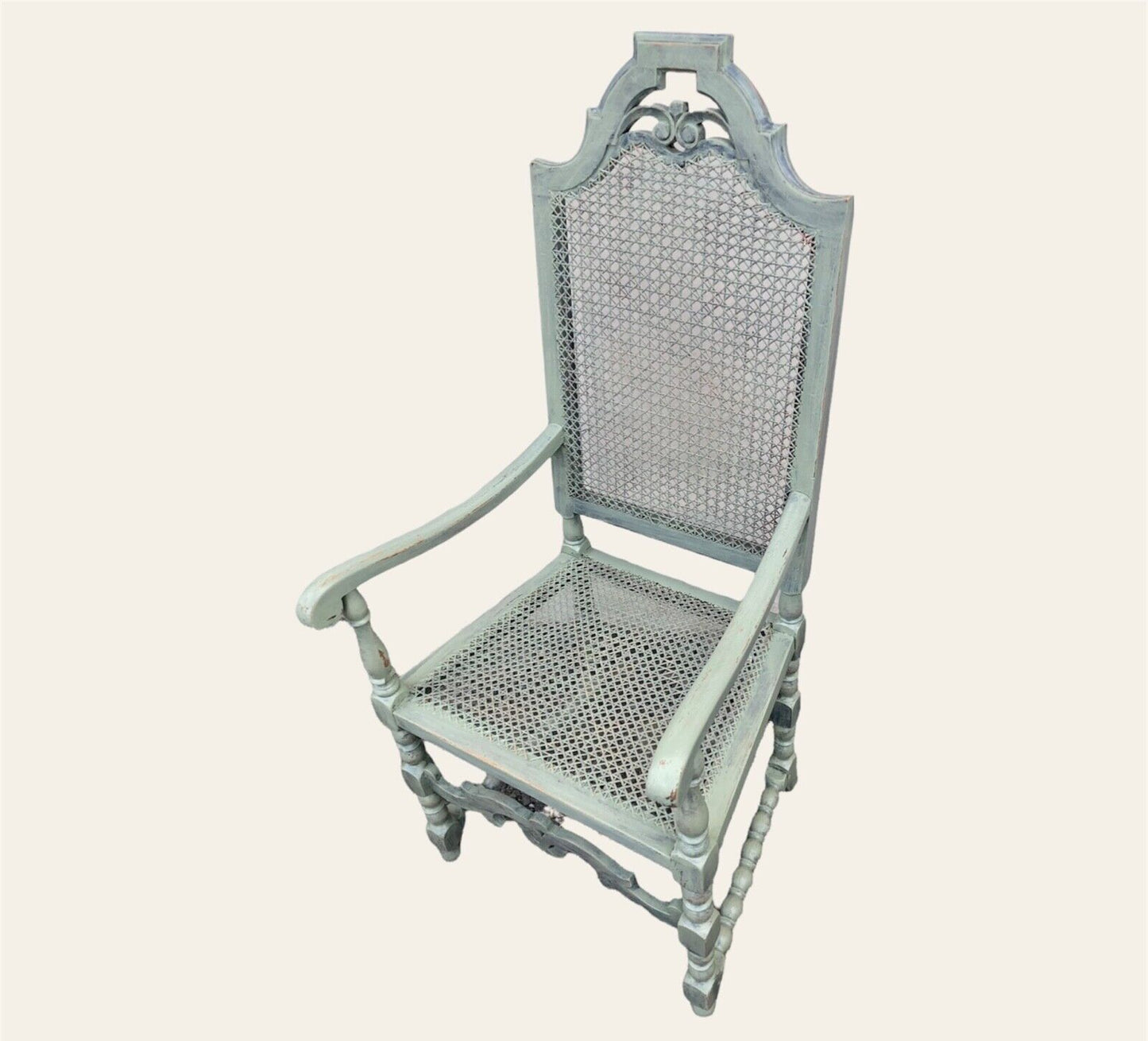 000937.....Handsome Vintage Caned Hall Chair