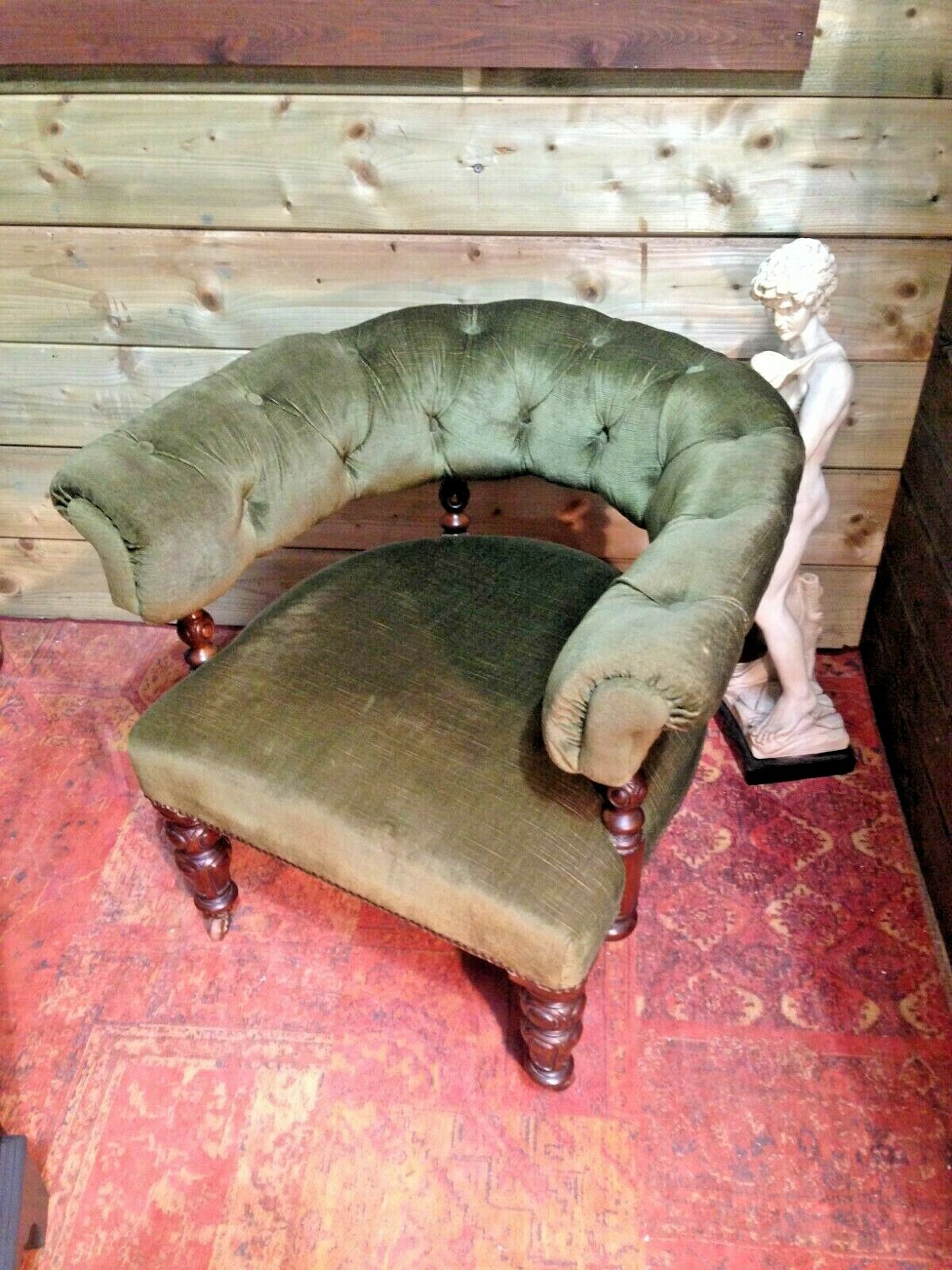 Handsome Victorian Mahogany Club Chair / Antique Chesterfield Style Armchair ( SOLD )