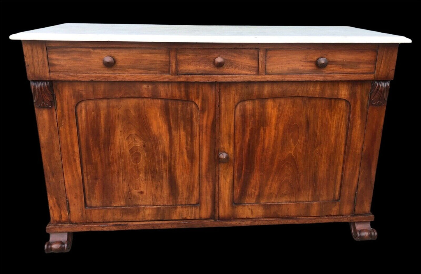 000978.....Handsome Antique Flame Mahogany Washstand / Sideboard ( sold )