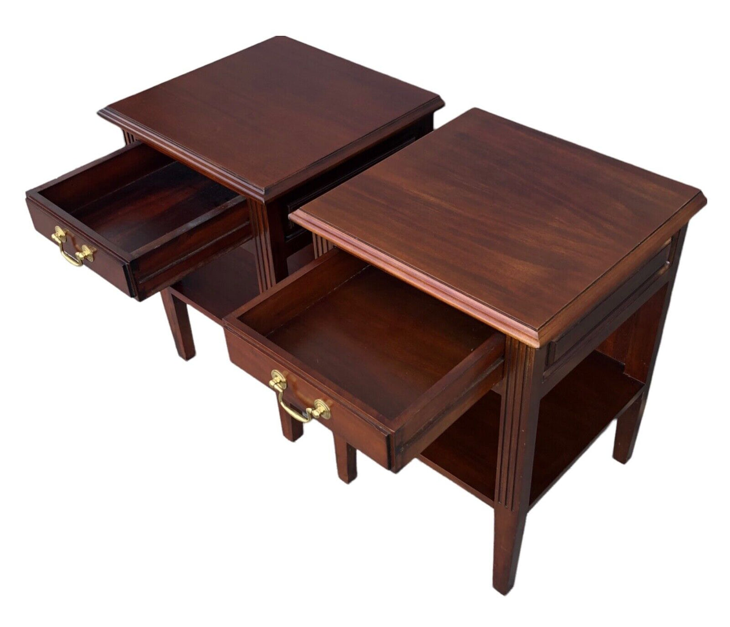 000916....Handsome Pair Of Vintage Mahogany Bedside Tables ( sold )