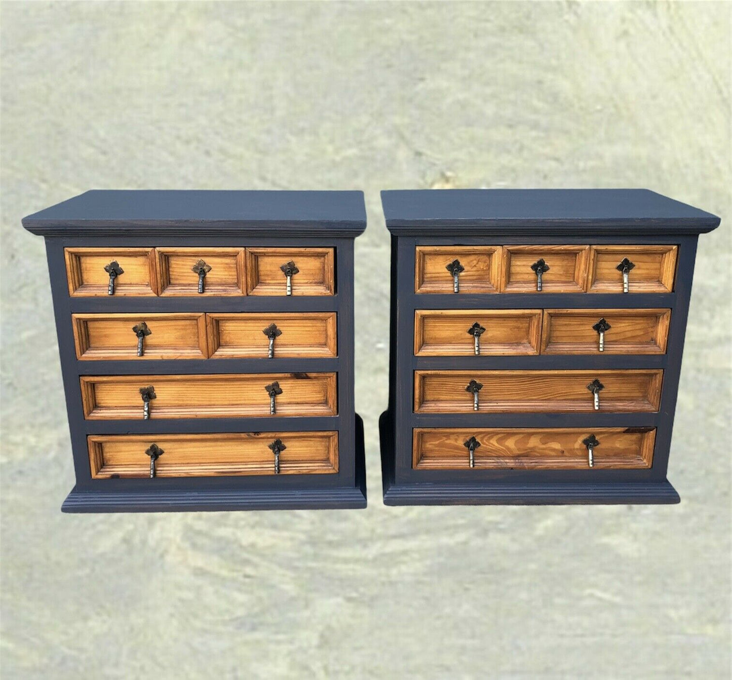 Handsome Pair Of Pine Bedside Chests / Rustic Small Chests ( SOLD )