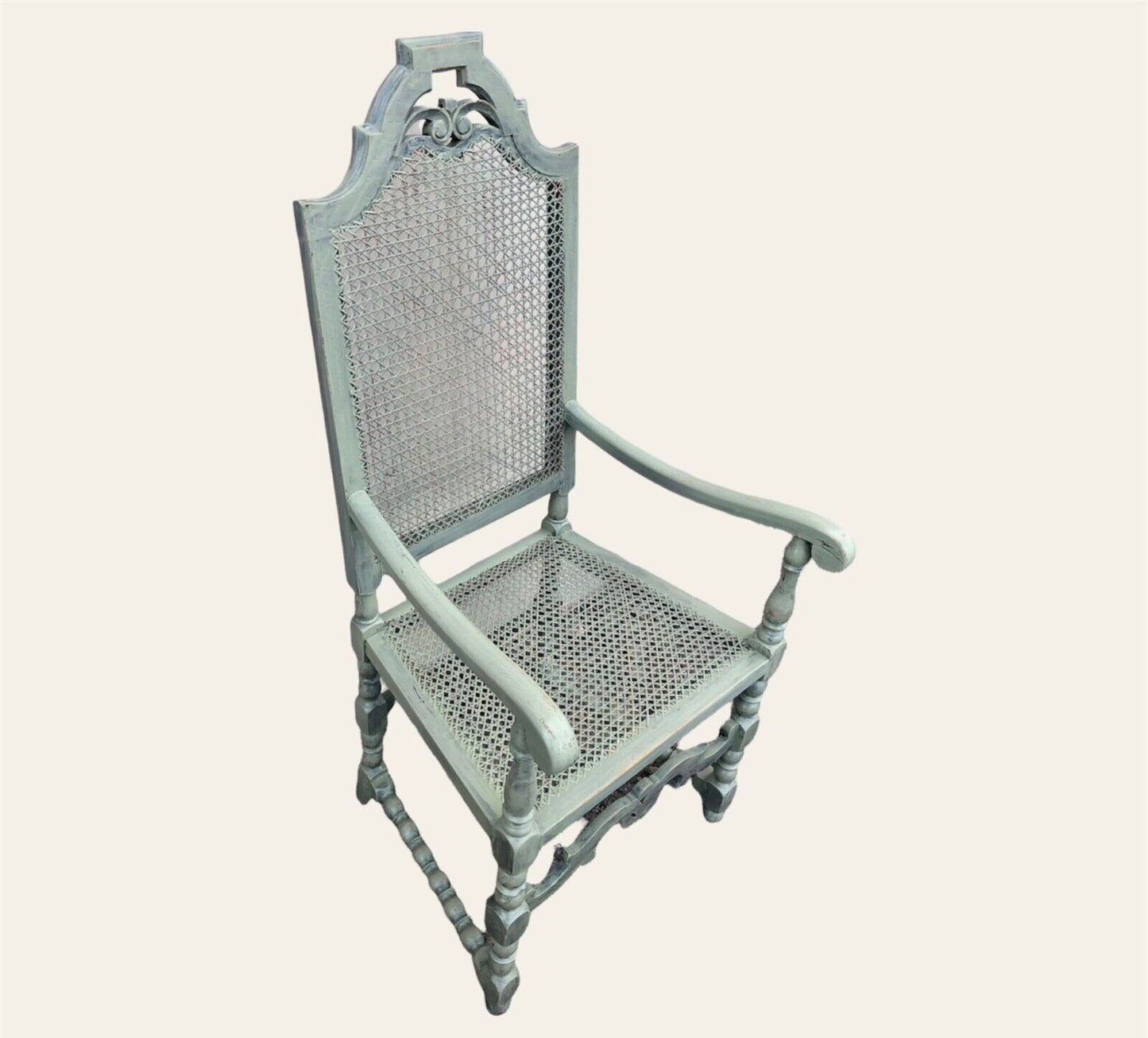 000937.....Handsome Vintage Caned Hall Chair