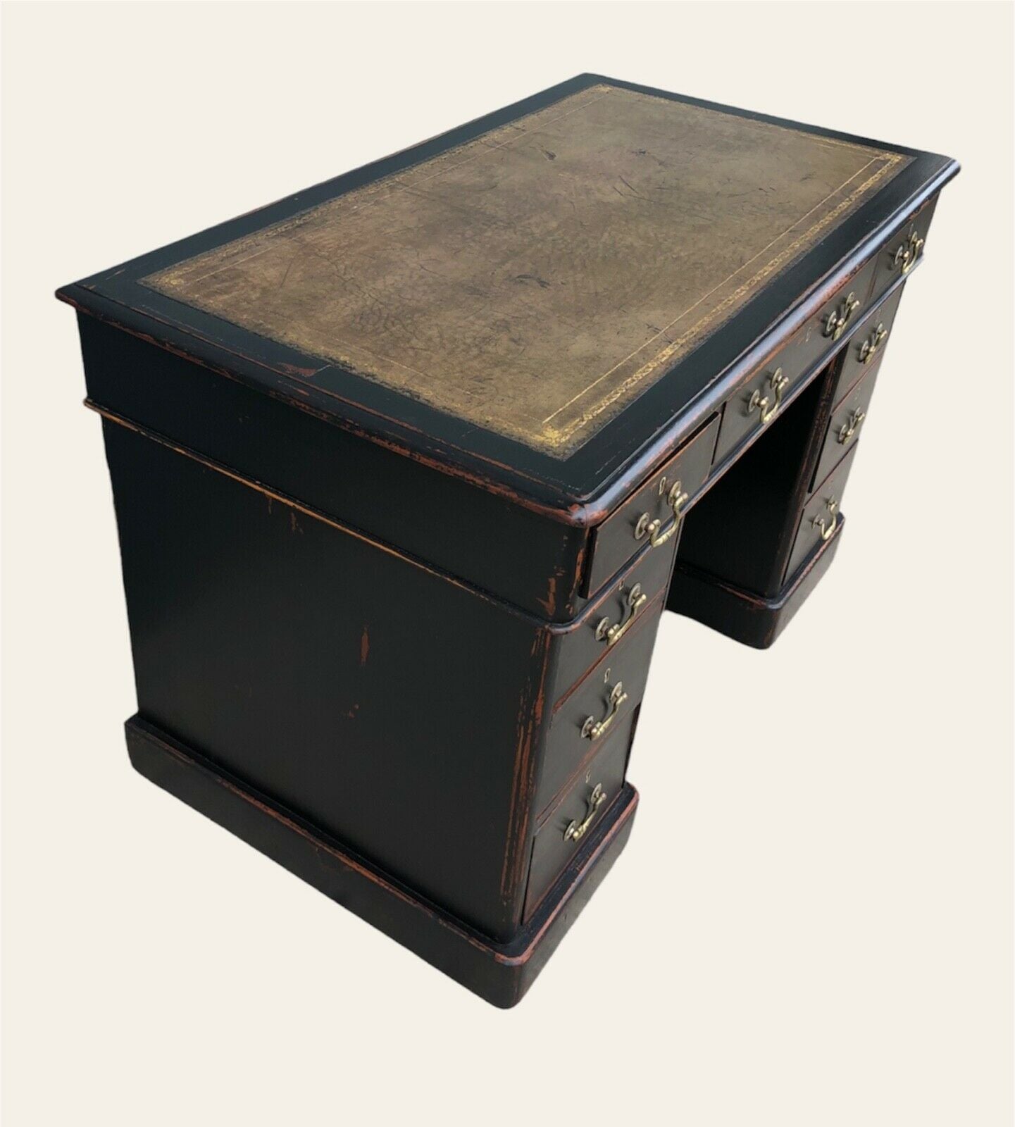 000957....Handsome Antique Pedestal Desk ( sold )