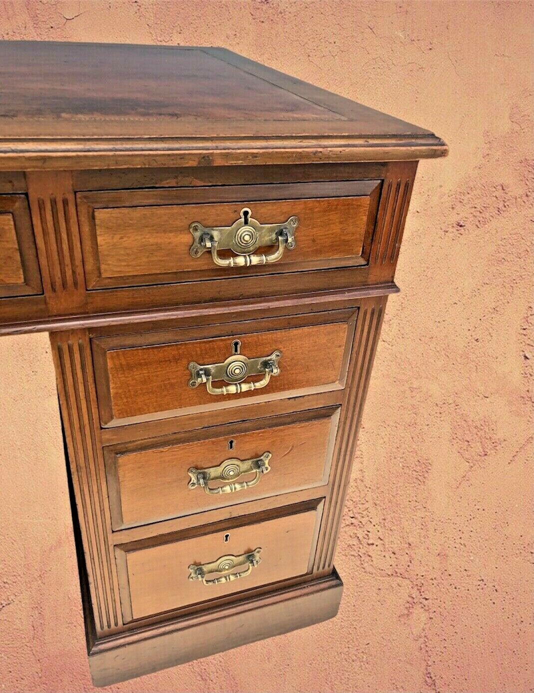 Antique Walnut Pedestal Desk Good Quality Item ( SOLD )