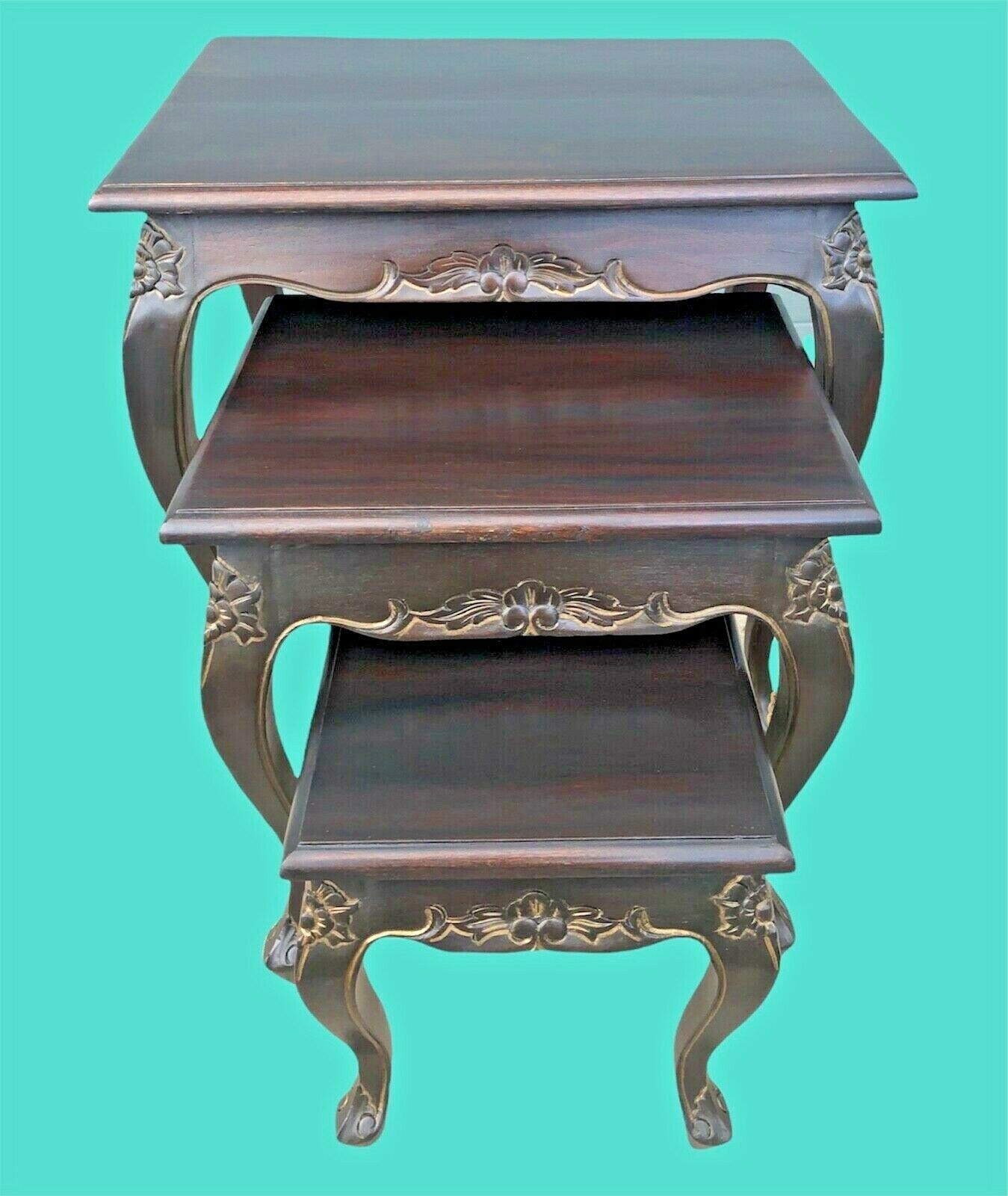 002.....Vintage Carved Mahogany Nest Of Tables ( sold )