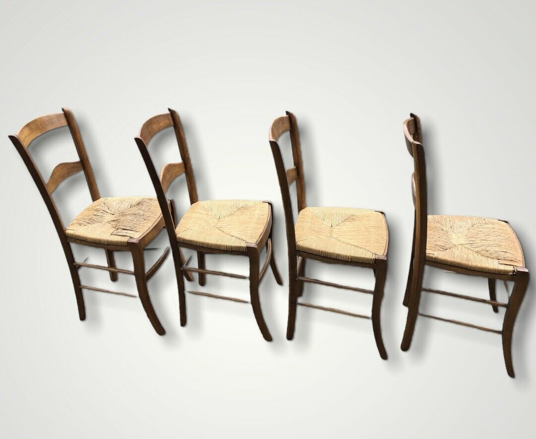 A Set Of Four Vintage Arts And Crafts Style Oak Chairs ( SOLD )