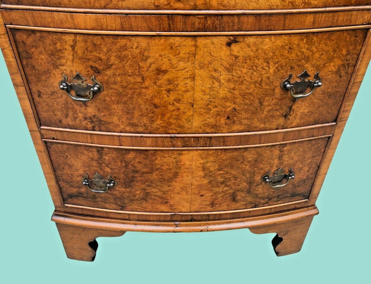 000985.....Handsome Vintage Walnut Tallboy Chest Of Six Drawers ( SOLD )