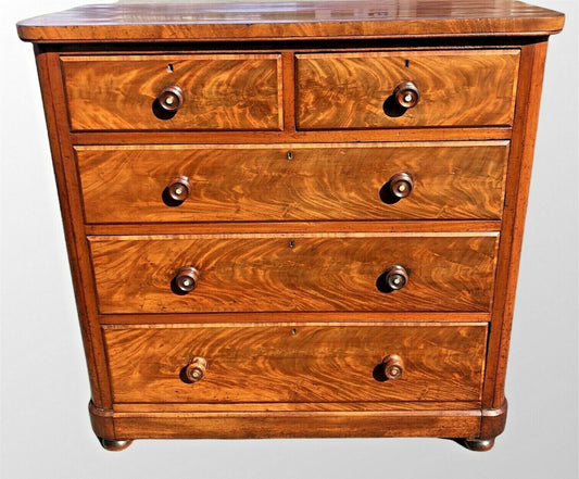 Stunning Faded Flame Mahogany Large Antique Chest Of Drawers ( SOLD )