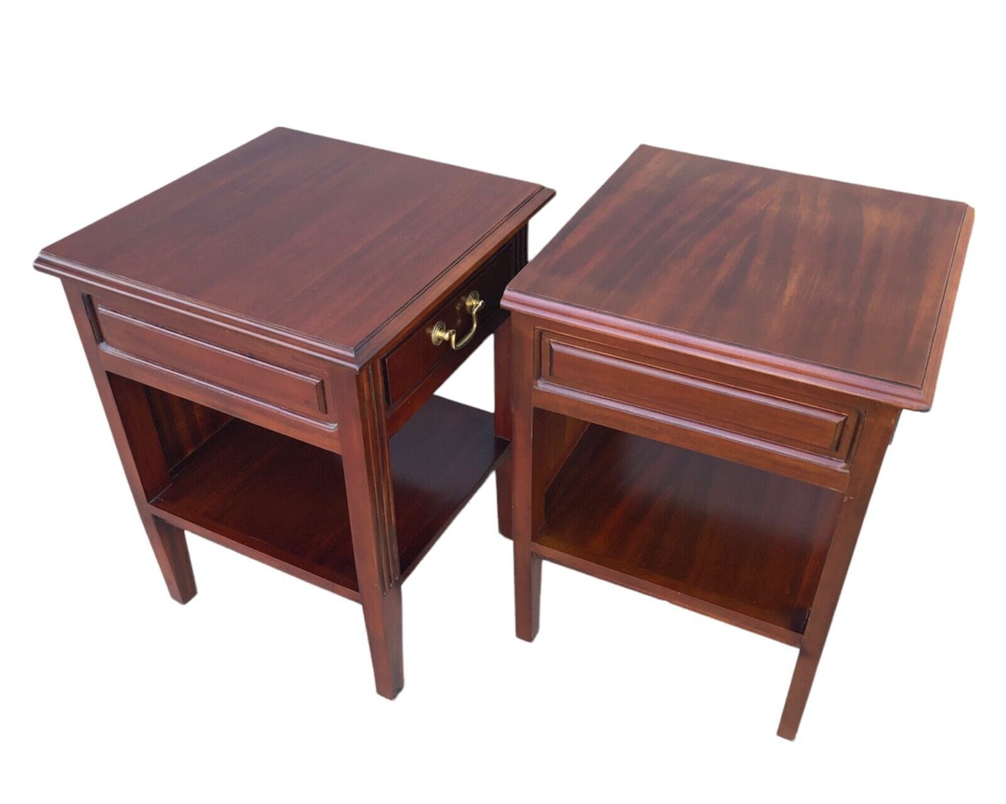 000916....Handsome Pair Of Vintage Mahogany Bedside Tables ( sold )