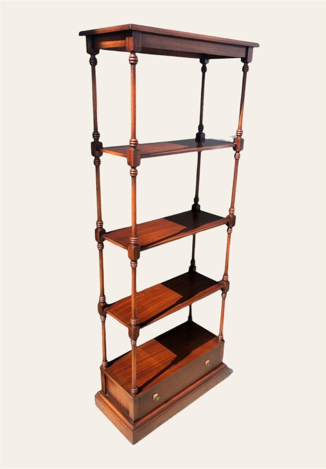 000975.....Vintage Reprodux Mahogany Shelving Unit With Drawer ( sold ...