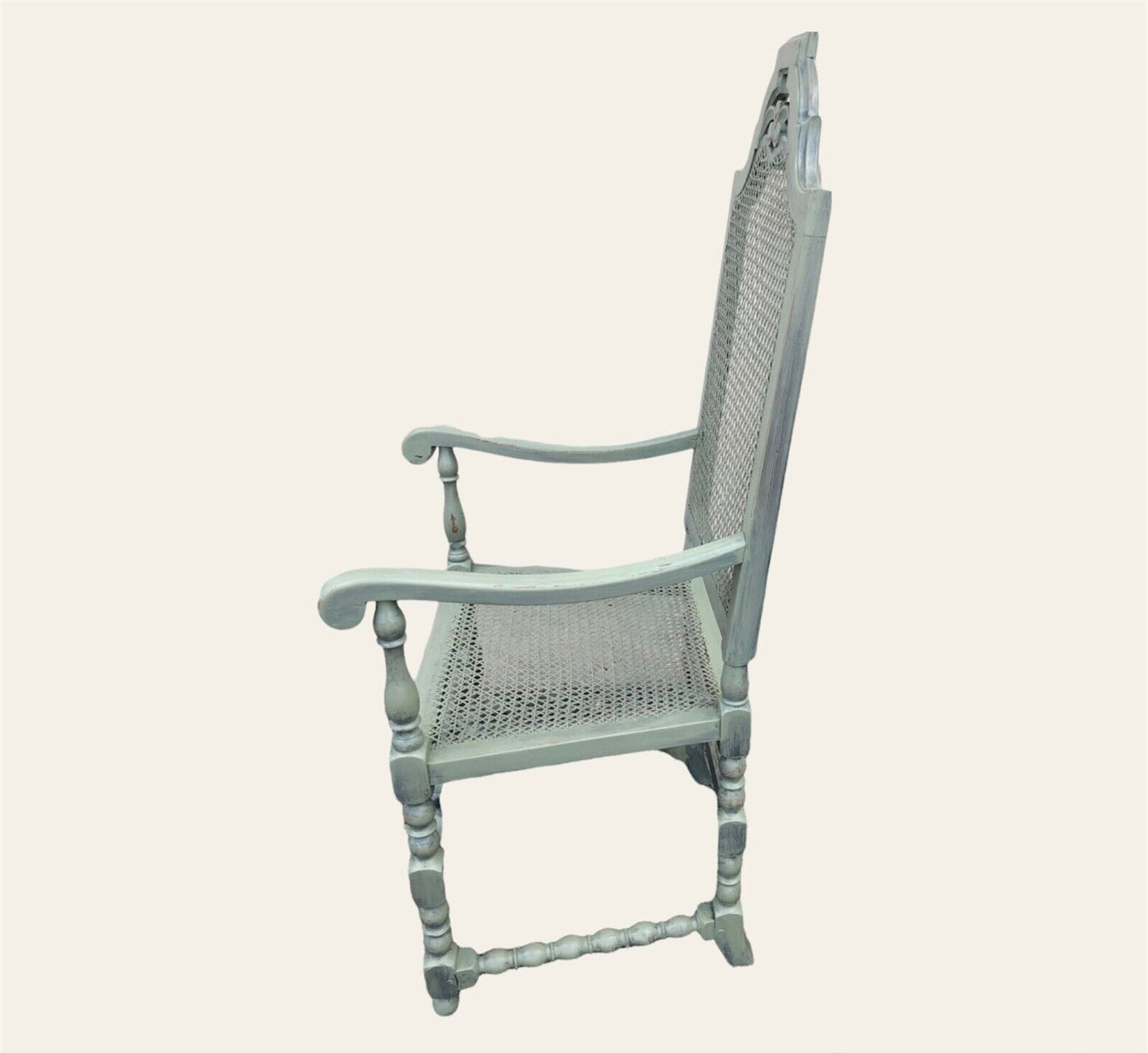 000937.....Handsome Vintage Caned Hall Chair