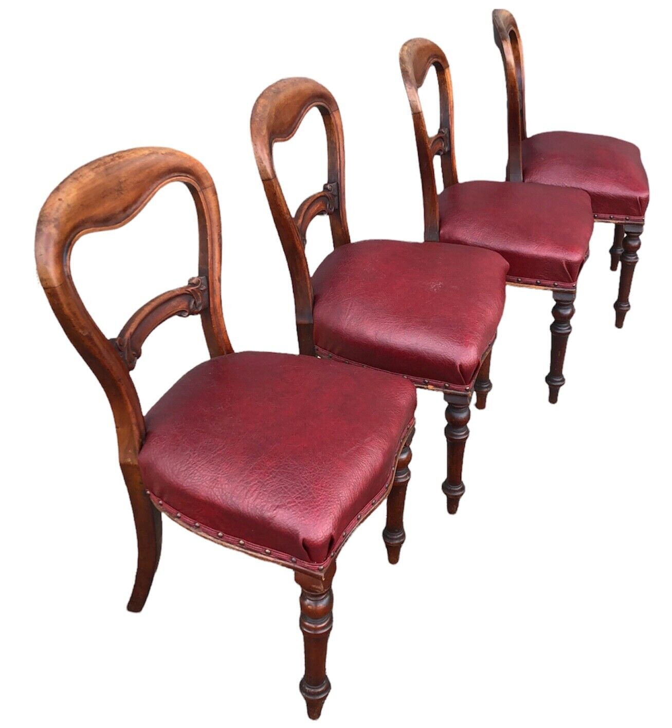 000933....Handsome Set Of Four Antique Mahogany Dining Chairs ( sold )