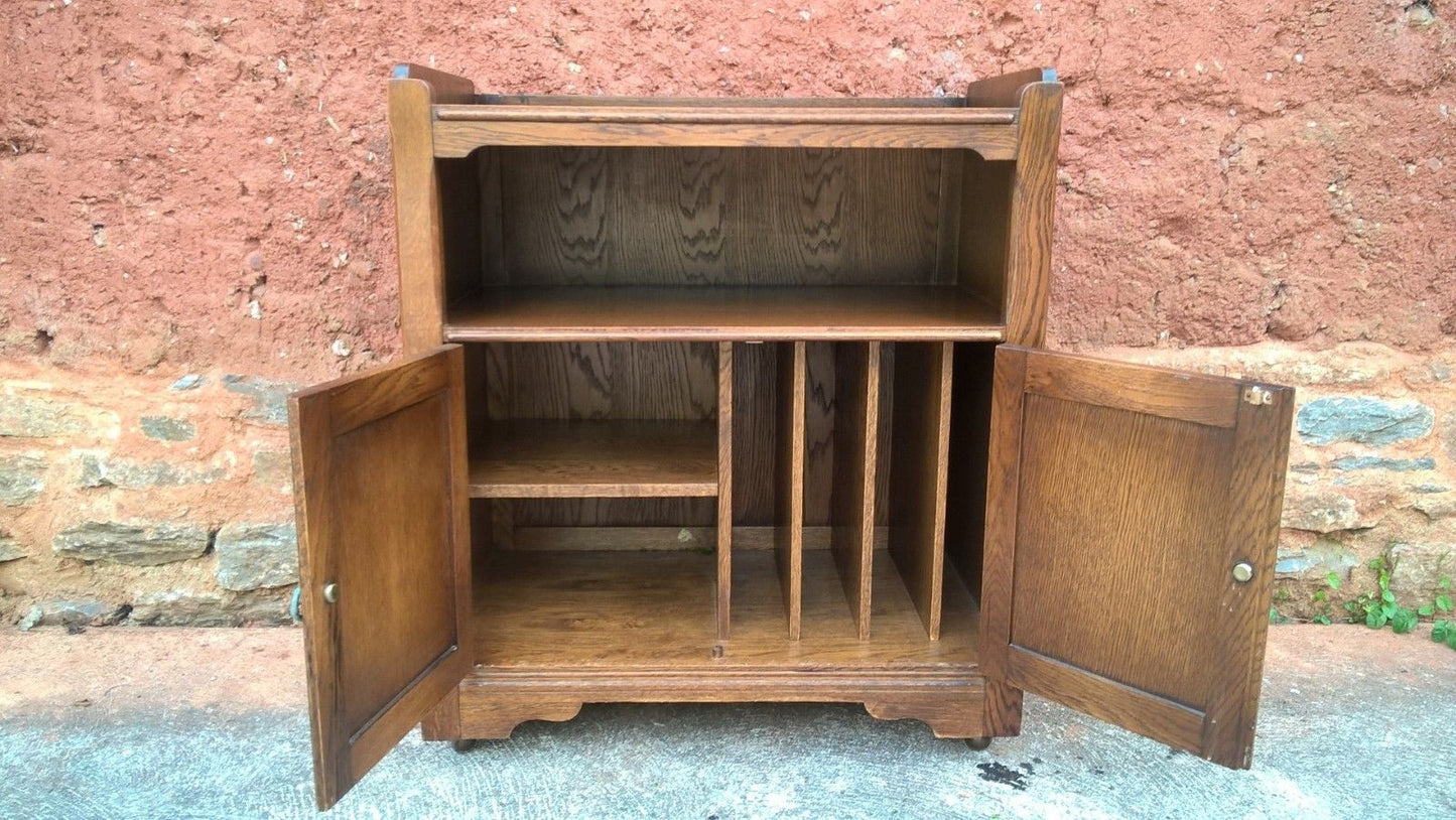 Old Charm Style Cabinet / Oak Record And Media Cabinet