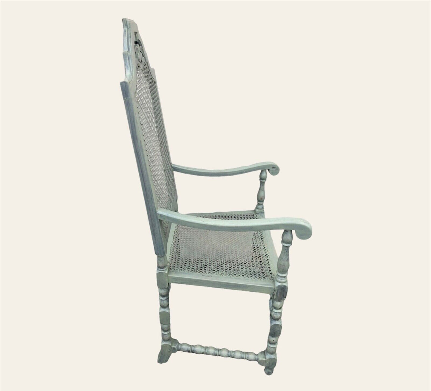 000937.....Handsome Vintage Caned Hall Chair