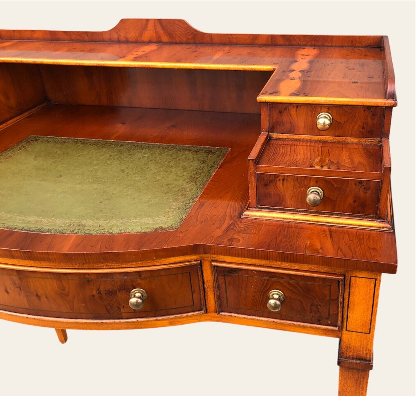 000954....Handsome Vintage Yew Wood Writing Desk ( sold )