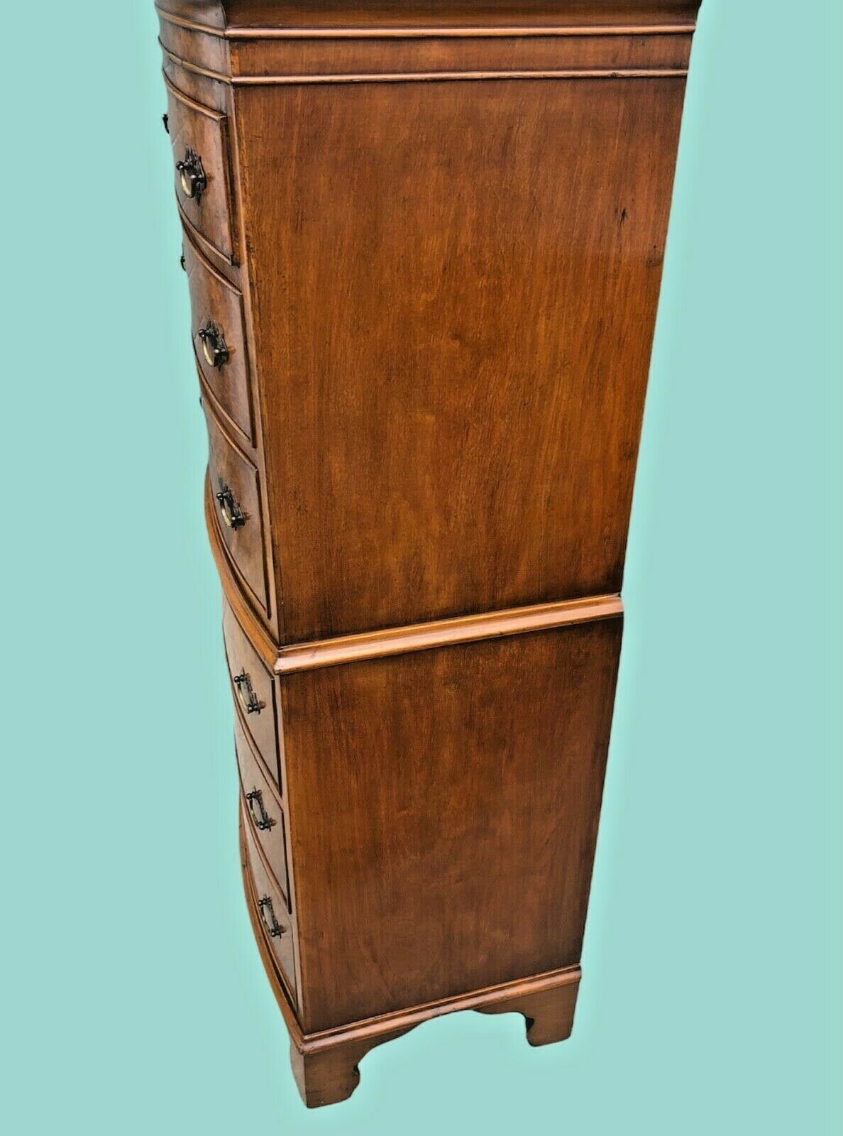 000985.....Handsome Vintage Walnut Tallboy Chest Of Six Drawers ( SOLD )