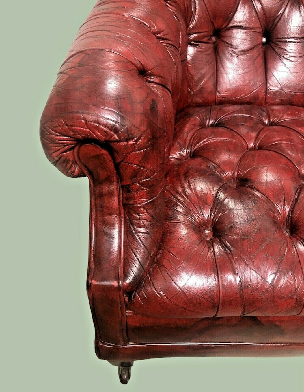 Stunning Vintage Chesterfield Style Red Leather Armchair ( SOLD )