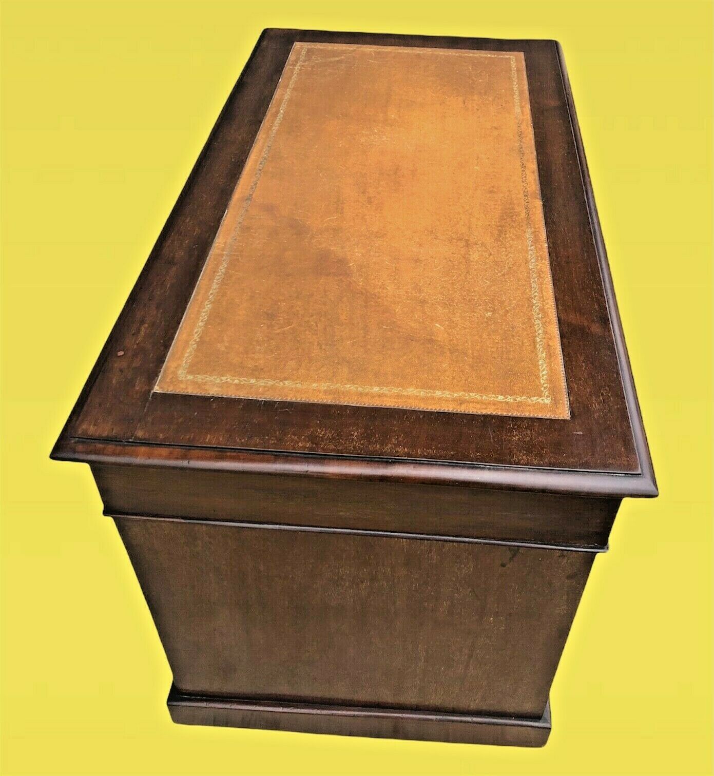 Handsome Edwardian Mahogany Pedestal Desk ( SOLD )