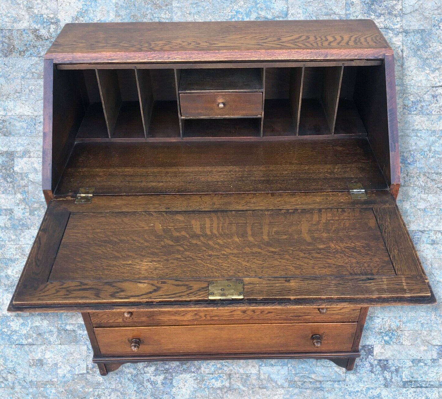 Handsome Carved Oak Bureau / Writing Desk ( SOLD )