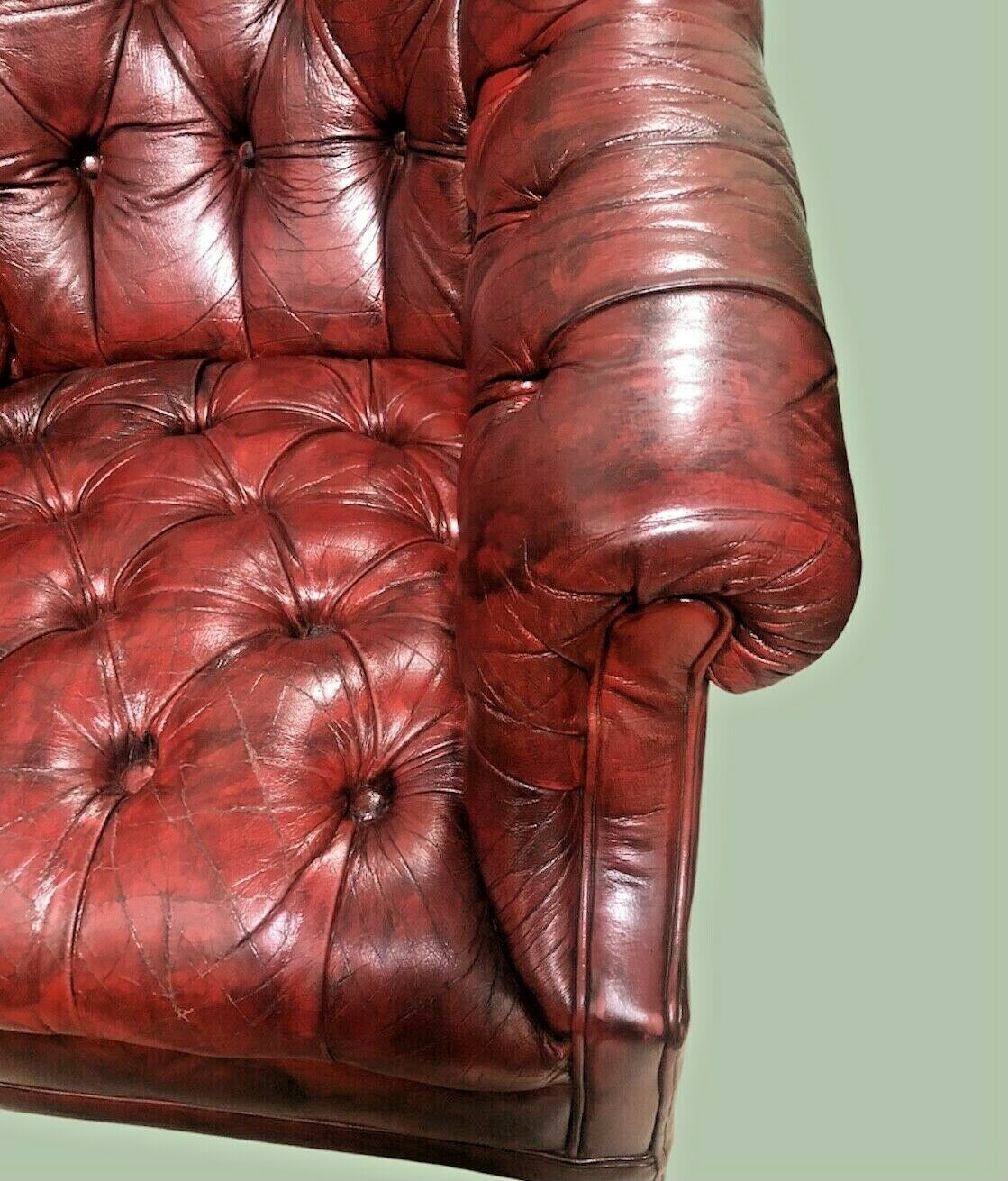 Stunning Vintage Chesterfield Style Red Leather Armchair ( SOLD )