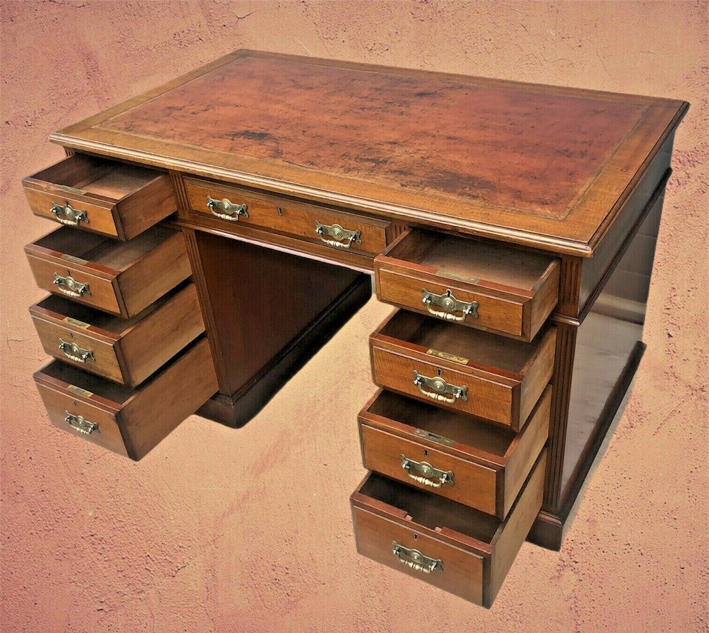 Antique Walnut Pedestal Desk Good Quality Item ( SOLD )